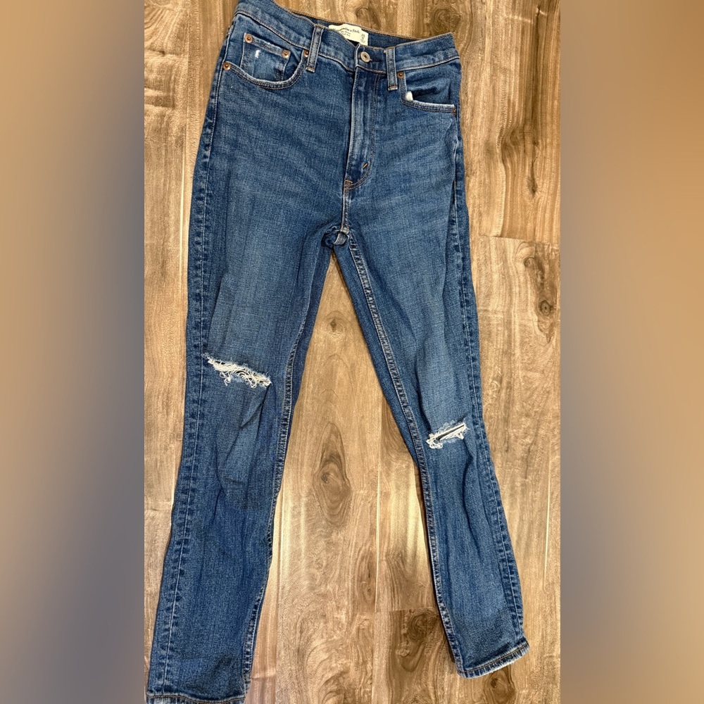 Abercrombie & Fitch Blue Distressed Flare Jeans